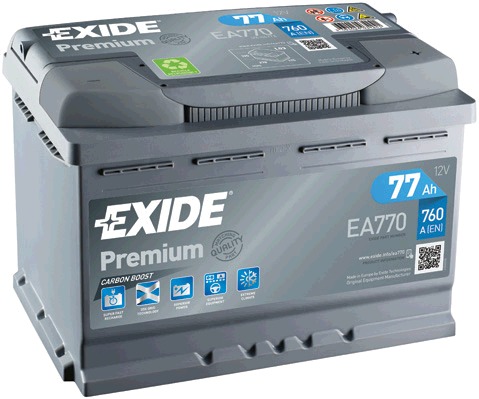 Autobaterie EXIDE Premium 77Ah, 760A, 12V, EA770 (EA770)